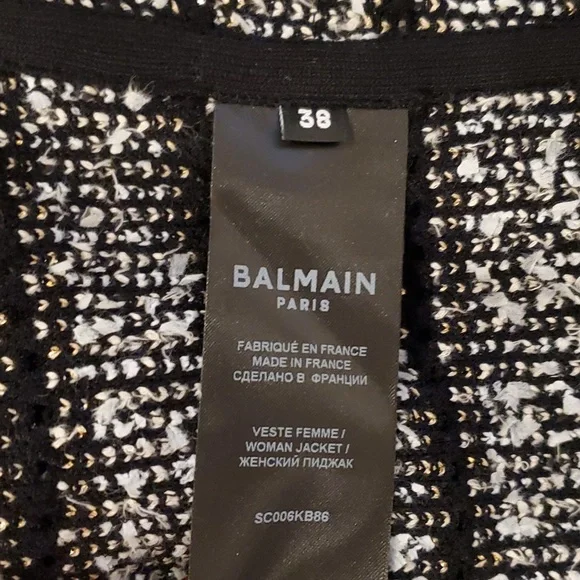 Balmain Side to Side Striped Metallic Tweed Jacket
